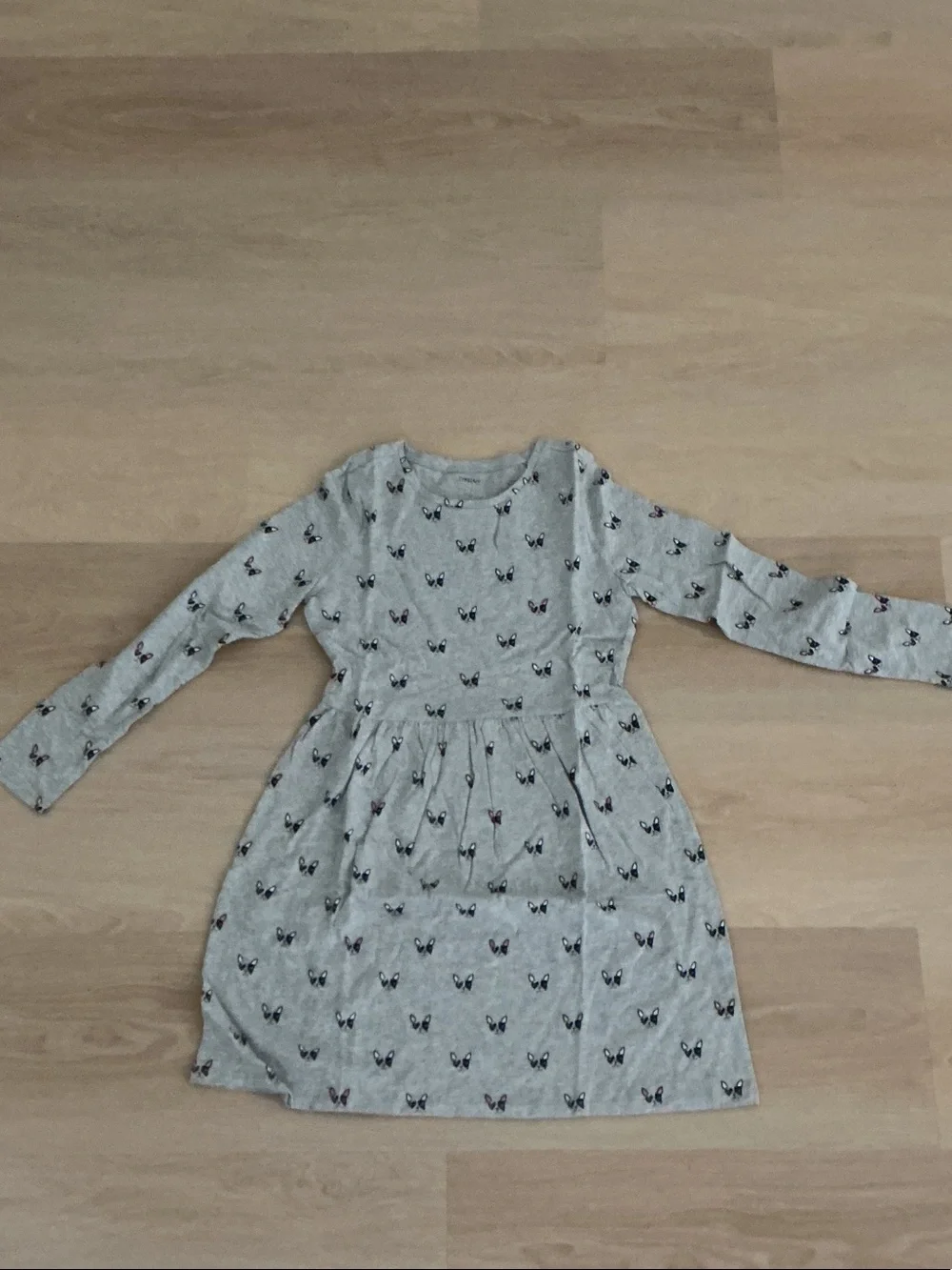 Gymboree Gray French Bulldog Face Tee / dress with Pink & Yellow Ear Accents